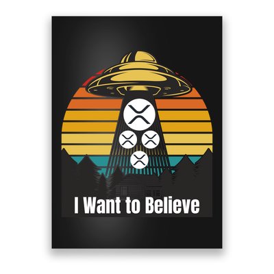 Funny XRP UFO Encounter Retro Sunset Ripple Cryptocurrency Funny Ripple XRP Poster