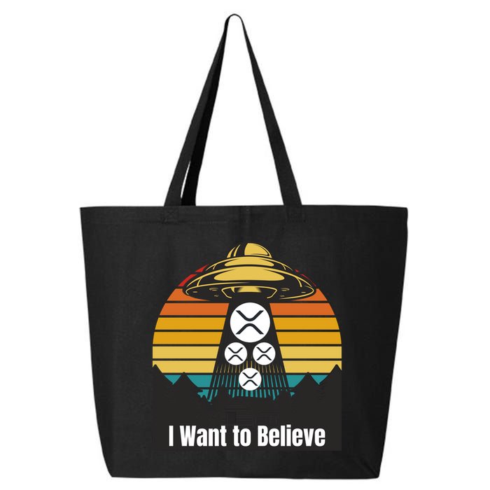 Funny XRP UFO Encounter Retro Sunset Ripple Cryptocurrency Funny Ripple XRP 25L Jumbo Tote
