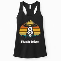 Funny XRP UFO Encounter Retro Sunset Ripple Cryptocurrency Funny Ripple XRP Womens Tank Top