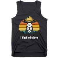 Funny XRP UFO Encounter Retro Sunset Ripple Cryptocurrency Funny Ripple XRP Tank Top