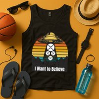 Funny XRP UFO Encounter Retro Sunset Ripple Cryptocurrency Funny Ripple XRP Tank Top