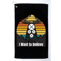 Funny XRP UFO Encounter Retro Sunset Ripple Cryptocurrency Funny Ripple XRP Golf Towel