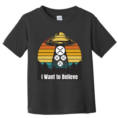 Funny XRP UFO Encounter Retro Sunset Ripple Cryptocurrency Funny Ripple XRP Toddler T-Shirt