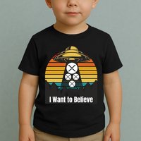 Funny XRP UFO Encounter Retro Sunset Ripple Cryptocurrency Funny Ripple XRP Toddler T-Shirt