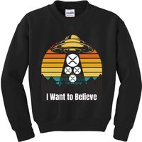 Funny XRP UFO Encounter Retro Sunset Ripple Cryptocurrency Funny Ripple XRP Kids Sweatshirt