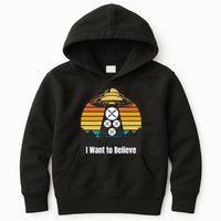 Funny XRP UFO Encounter Retro Sunset Ripple Cryptocurrency Funny Ripple XRP Kids Hoodie