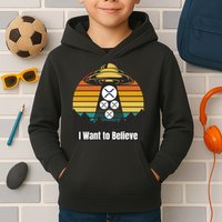 Funny XRP UFO Encounter Retro Sunset Ripple Cryptocurrency Funny Ripple XRP Kids Hoodie