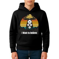 Funny XRP UFO Encounter Retro Sunset Ripple Cryptocurrency Funny Ripple XRP Kids Hoodie