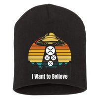 Funny XRP UFO Encounter Retro Sunset Ripple Cryptocurrency Funny Ripple XRP Short Acrylic Beanie