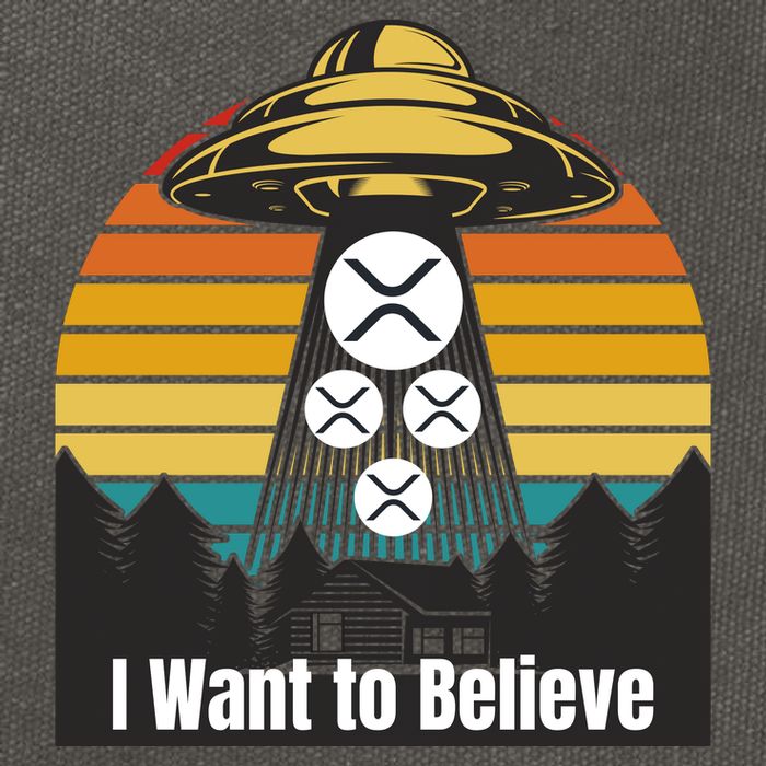 Funny XRP UFO Encounter Retro Sunset Ripple Cryptocurrency Funny Ripple XRP Cotton Canvas Backpack