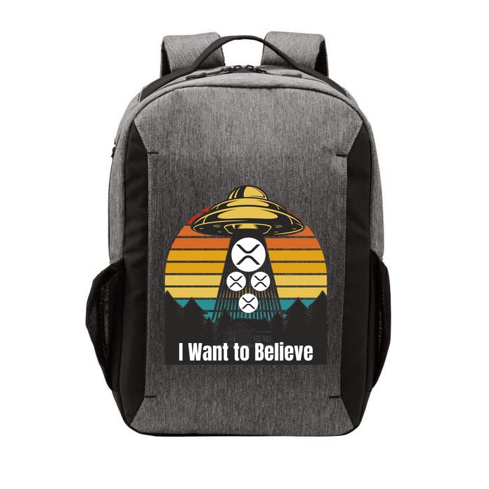 Funny XRP UFO Encounter Retro Sunset Ripple Cryptocurrency Funny Ripple XRP Vector Backpack