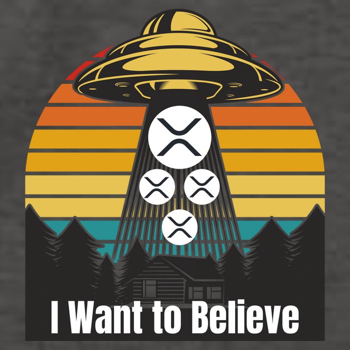 Funny XRP UFO Encounter Retro Sunset Ripple Cryptocurrency Funny Ripple XRP Vector Backpack
