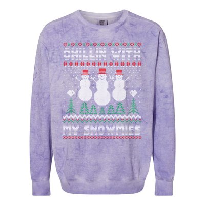 Funny Xmas Ugly Christmas Chillin With My Snowmies Gift Colorblast Crewneck Sweatshirt