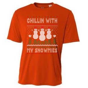 Funny Xmas Ugly Christmas Chillin With My Snowmies Gift Cooling Performance Crew T-Shirt