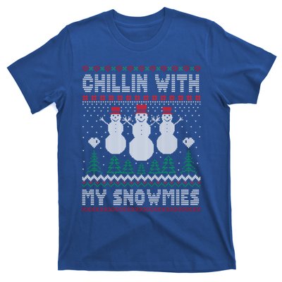 Funny Xmas Ugly Christmas Chillin With My Snowmies Gift T-Shirt