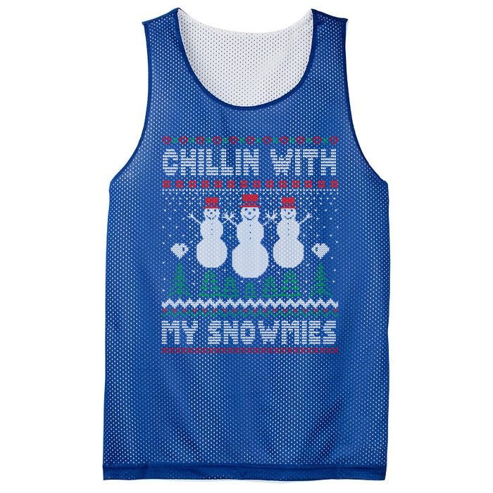 Funny Xmas Ugly Christmas Chillin With My Snowmies Gift Mesh Reversible Basketball Jersey Tank