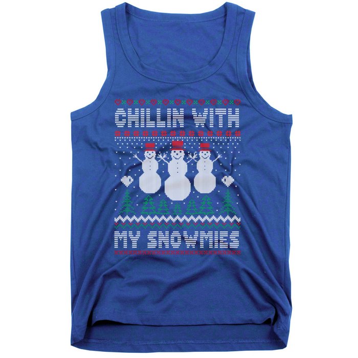 Funny Xmas Ugly Christmas Chillin With My Snowmies Gift Tank Top