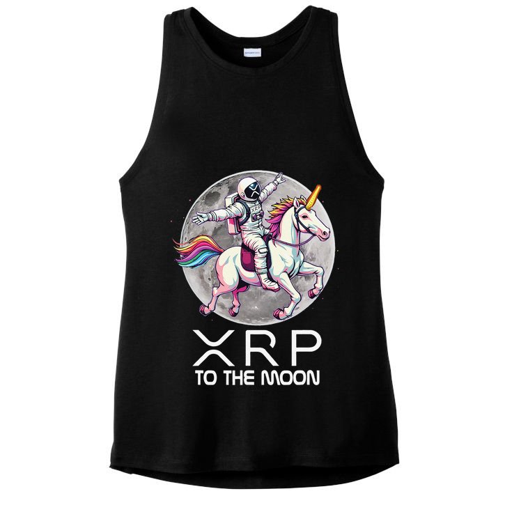 Funny XRP Unicorn Astronaut Crypto Boyfriend Girlfriend Gift Ladies PosiCharge Tri-Blend Wicking Tank