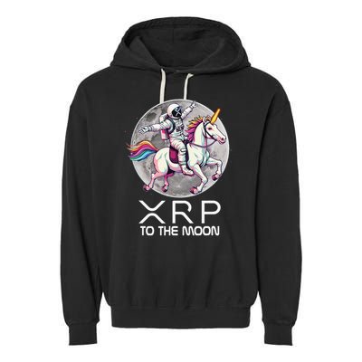 Funny XRP Unicorn Astronaut Crypto Boyfriend Girlfriend Gift Garment-Dyed Fleece Hoodie