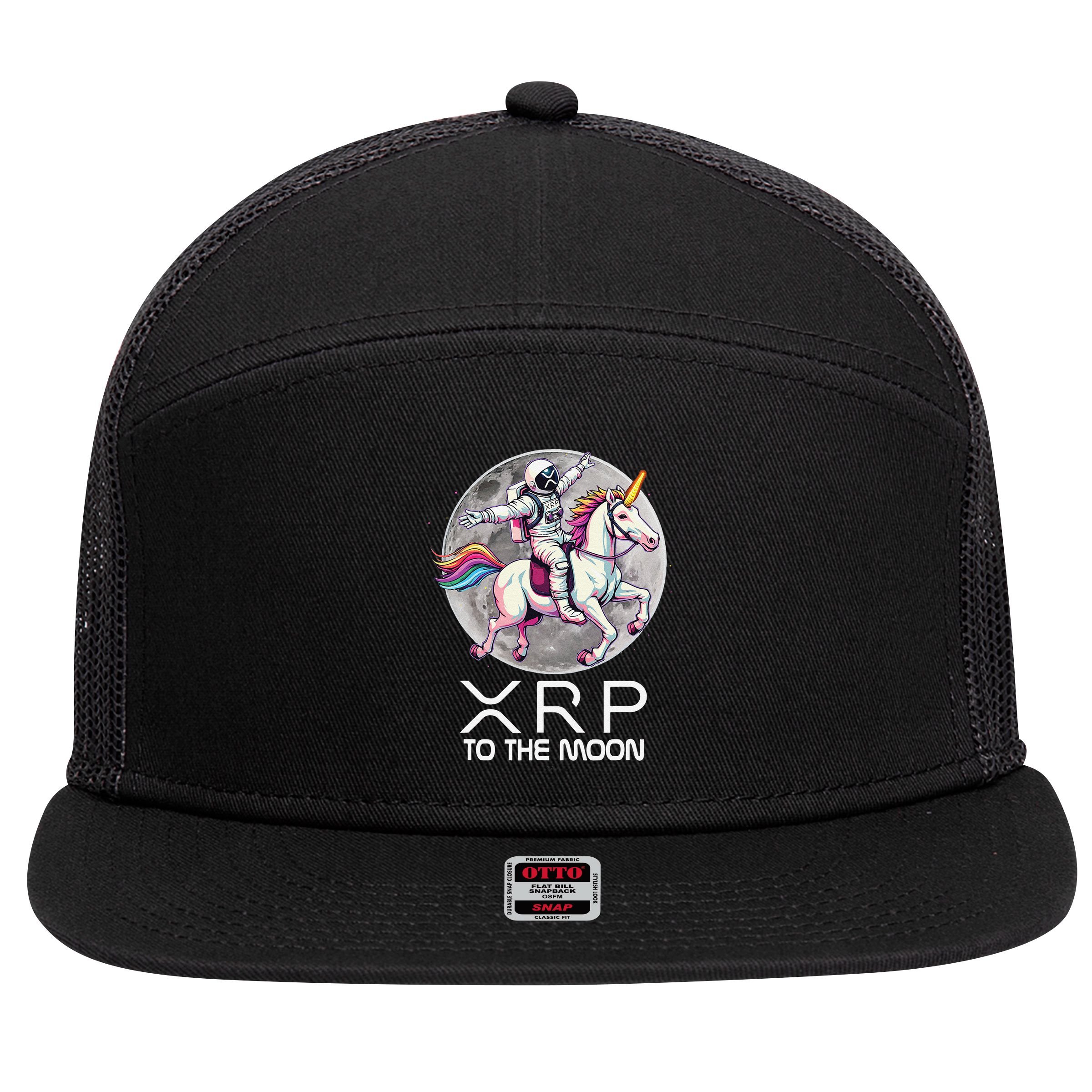 Funny XRP Unicorn Astronaut Crypto Boyfriend Girlfriend Gift 7 Panel Mesh Trucker Snapback Hat