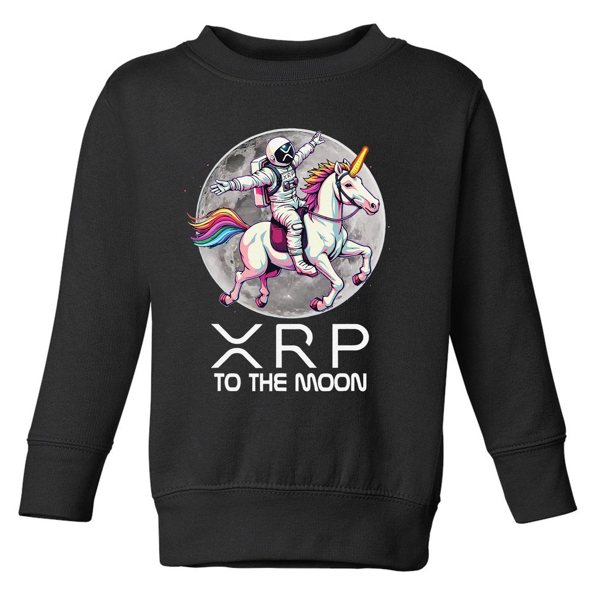 Funny XRP Unicorn Astronaut Crypto Boyfriend Girlfriend Gift Toddler Sweatshirt