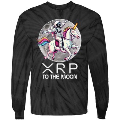 Funny XRP Unicorn Astronaut Crypto Boyfriend Girlfriend Gift Tie-Dye Long Sleeve Shirt