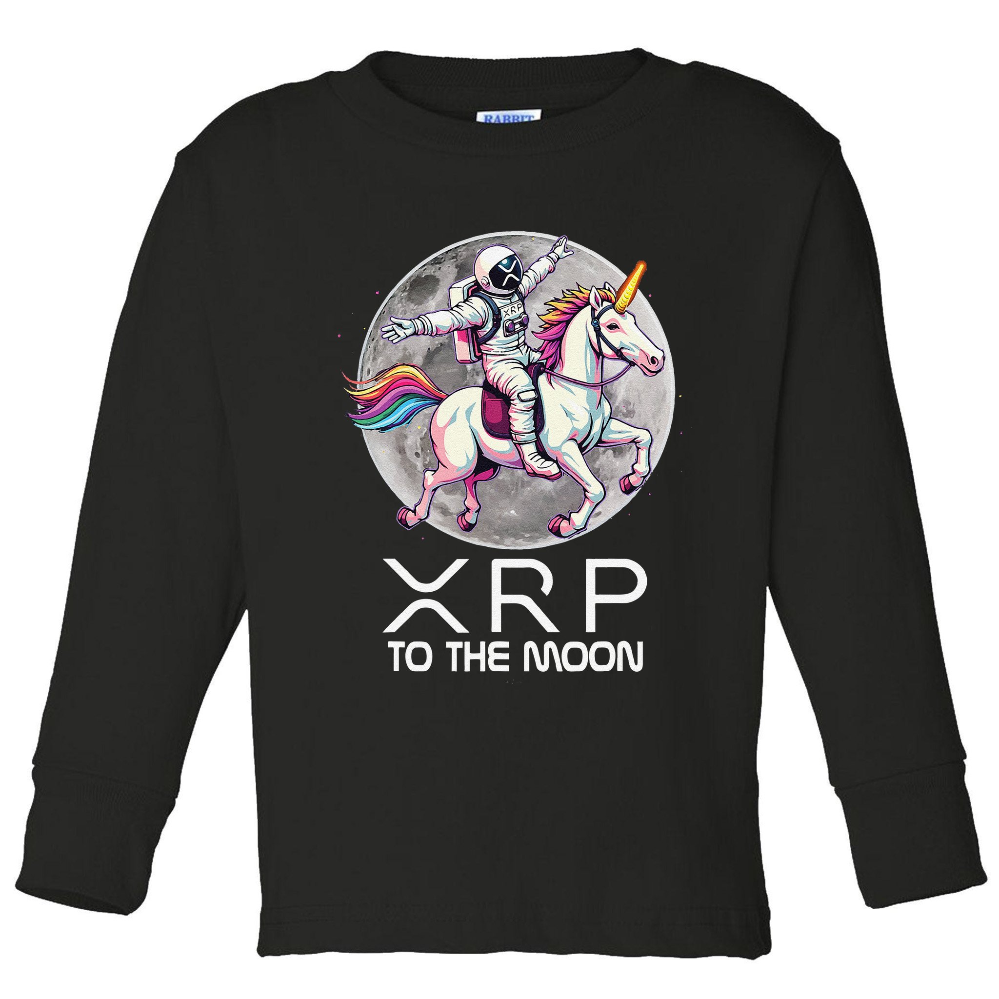 Funny XRP Unicorn Astronaut Crypto Boyfriend Girlfriend Gift Toddler Long Sleeve Shirt