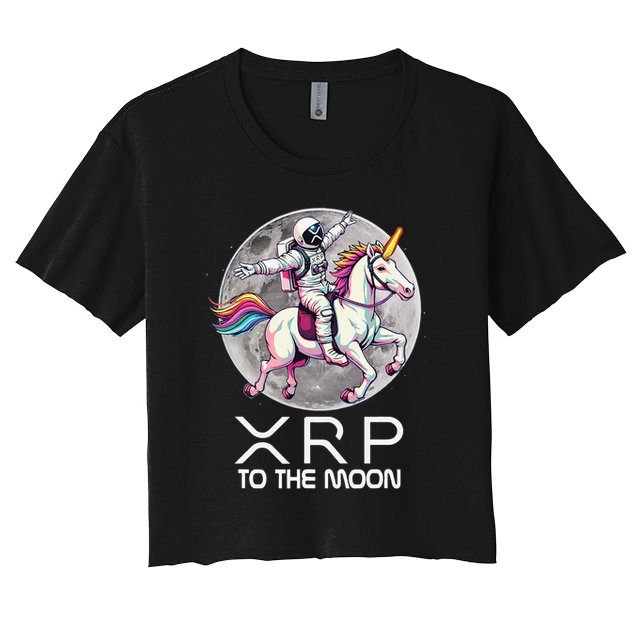 Funny XRP Unicorn Astronaut Crypto Boyfriend Girlfriend Gift Crop Top