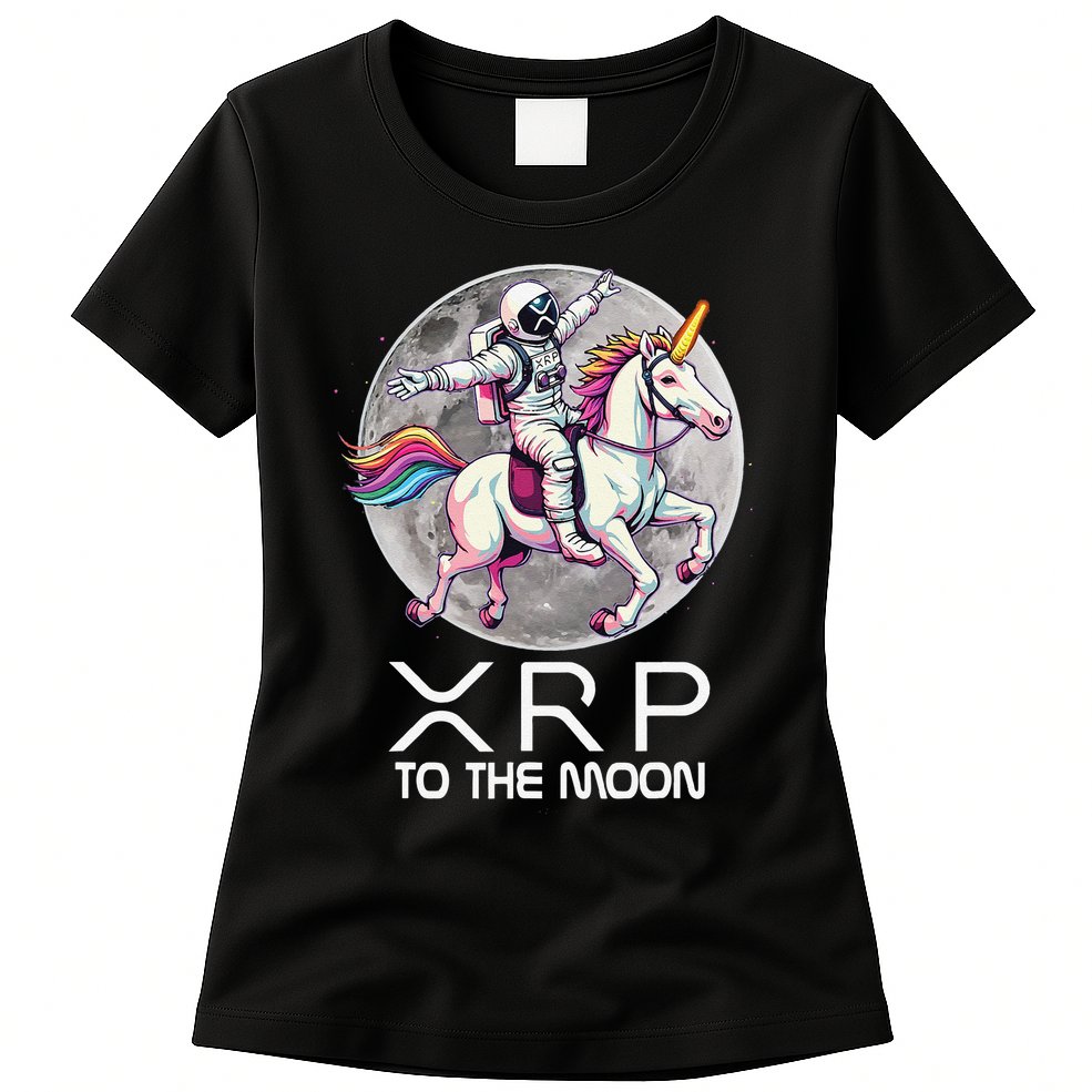 Funny XRP Unicorn Astronaut Crypto Boyfriend Girlfriend Gift Womens T-Shirt