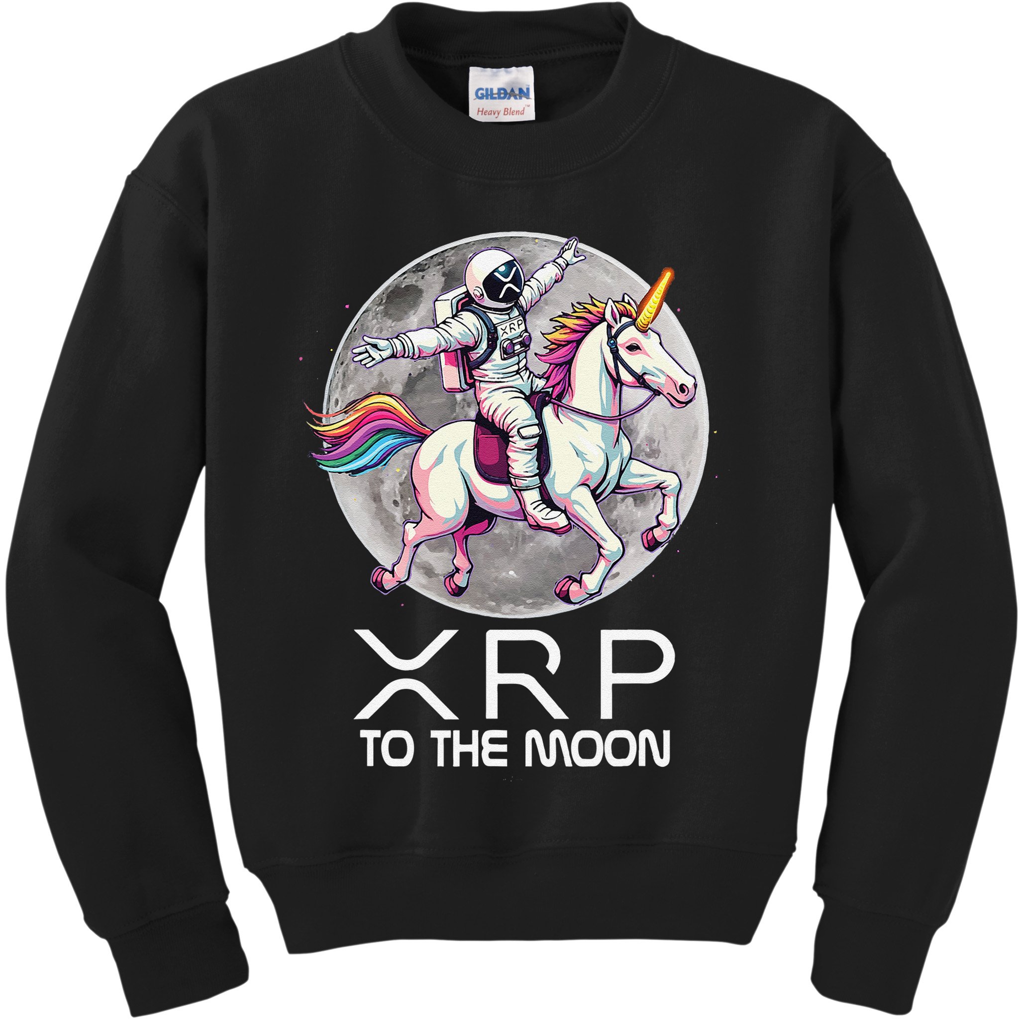 Funny XRP Unicorn Astronaut Crypto Boyfriend Girlfriend Gift Kids Sweatshirt