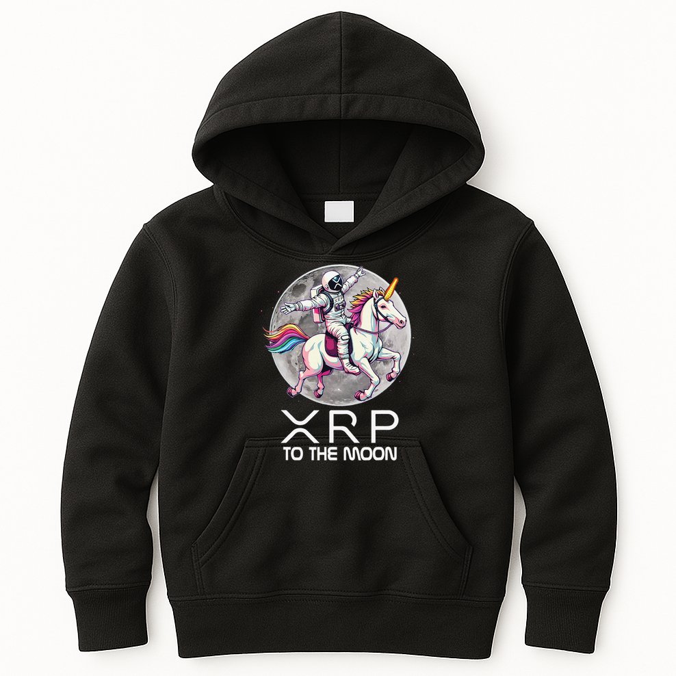 Funny XRP Unicorn Astronaut Crypto Boyfriend Girlfriend Gift Kids Hoodie