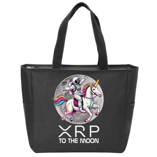 Funny XRP Unicorn Astronaut Crypto Boyfriend Girlfriend Gift Zip Tote Bag