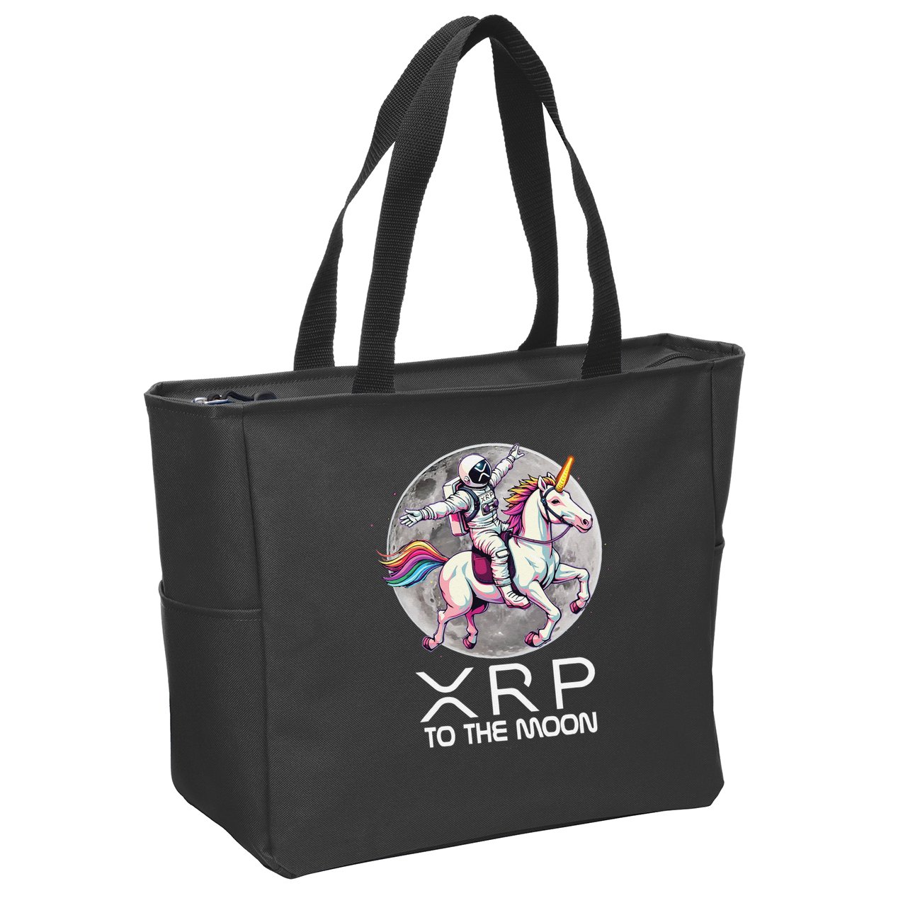Funny XRP Unicorn Astronaut Crypto Boyfriend Girlfriend Gift Zip Tote Bag