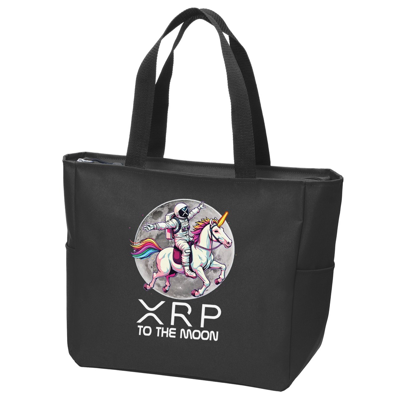 Funny XRP Unicorn Astronaut Crypto Boyfriend Girlfriend Gift Zip Tote Bag