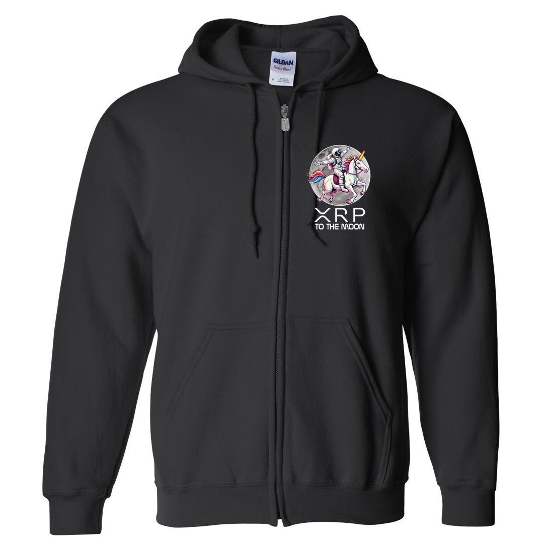 Funny XRP Unicorn Astronaut Crypto Boyfriend Girlfriend Gift Full Zip Hoodie