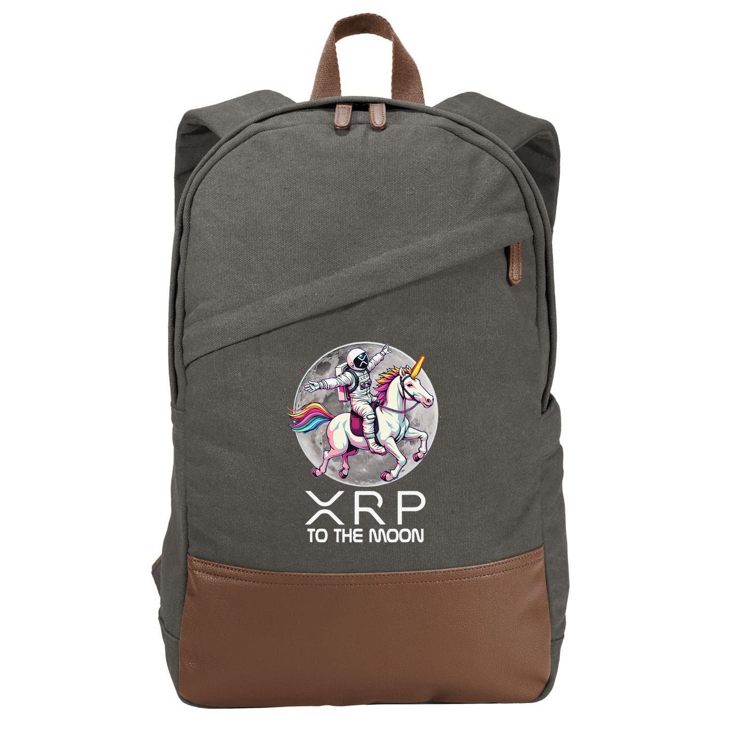 Funny XRP Unicorn Astronaut Crypto Boyfriend Girlfriend Gift Cotton Canvas Backpack