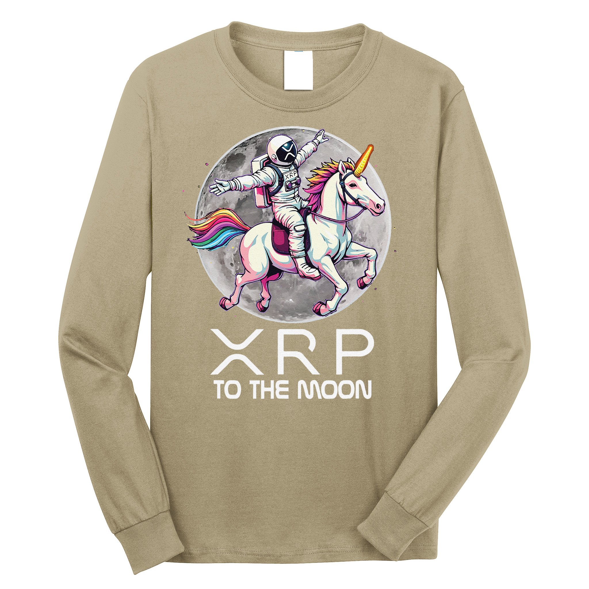 Funny XRP Unicorn Astronaut Crypto Boyfriend Girlfriend Gift Long Sleeve Shirt