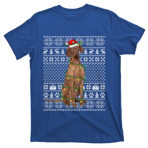 Funny Xmas Vizsla Dog Lover Santa Hat Ugly Vizsla Christmas Cool Gift T-Shirt