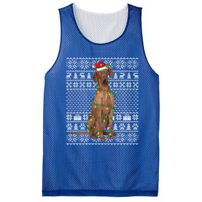 Funny Xmas Vizsla Dog Lover Santa Hat Ugly Vizsla Christmas Cool Gift Mesh Reversible Basketball Jersey Tank