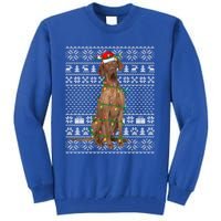 Funny Xmas Vizsla Dog Lover Santa Hat Ugly Vizsla Christmas Cool Gift Tall Sweatshirt