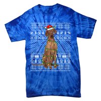 Funny Xmas Vizsla Dog Lover Santa Hat Ugly Vizsla Christmas Cool Gift Tie-Dye T-Shirt