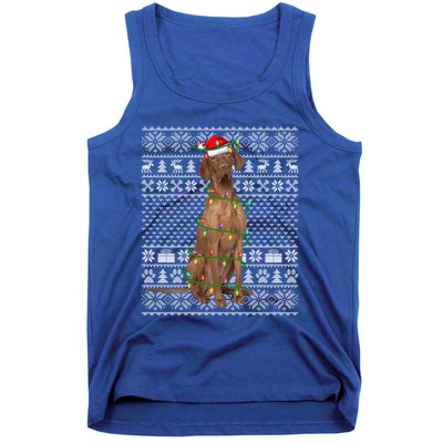 Funny Xmas Vizsla Dog Lover Santa Hat Ugly Vizsla Christmas Cool Gift Tank Top