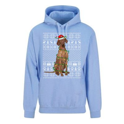 Funny Xmas Vizsla Dog Lover Santa Hat Ugly Vizsla Christmas Cool Gift Unisex Surf Hoodie