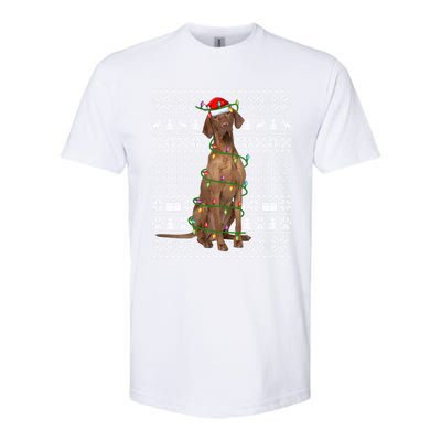 Funny Xmas Vizsla Dog Lover Santa Hat Ugly Vizsla Christmas Cool Gift Softstyle CVC T-Shirt