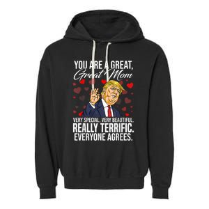 Funny You Are A Great Great Mom Support Trump Mother's Day Garment-Dyed Fleece Hoodie