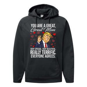 Funny You Are A Great Great Mom Support Trump Mother's Day Performance Fleece Hoodie