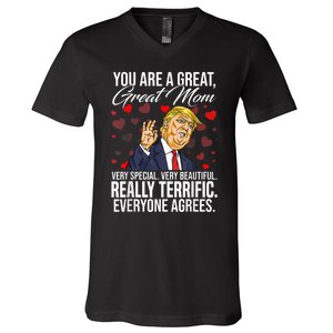 Funny You Are A Great Great Mom Support Trump Mother's Day V-Neck T-Shirt