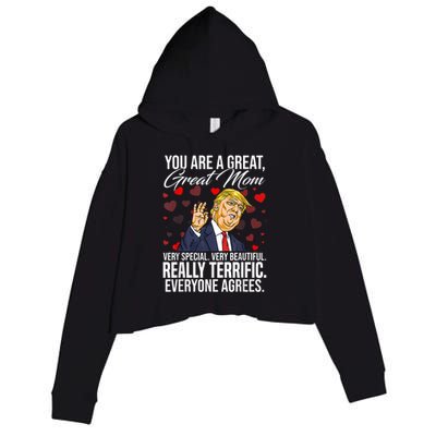 Funny You Are A Great Great Mom Support Trump Mother's Day Crop Fleece Hoodie