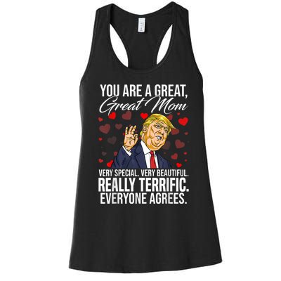 Funny You Are A Great Great Mom Support Trump Mother's Day Women's Racerback Tank