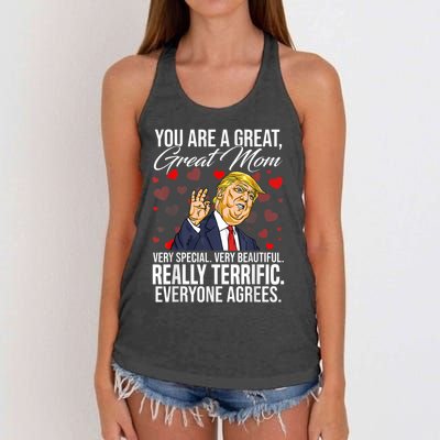 Funny You Are A Great Great Mom Support Trump Mother's Day Women's Knotted Racerback Tank